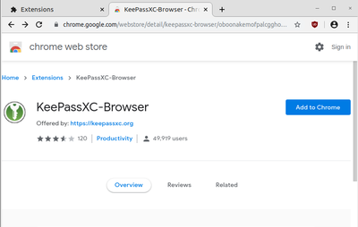 KeePassXC im Google Chrome Store
